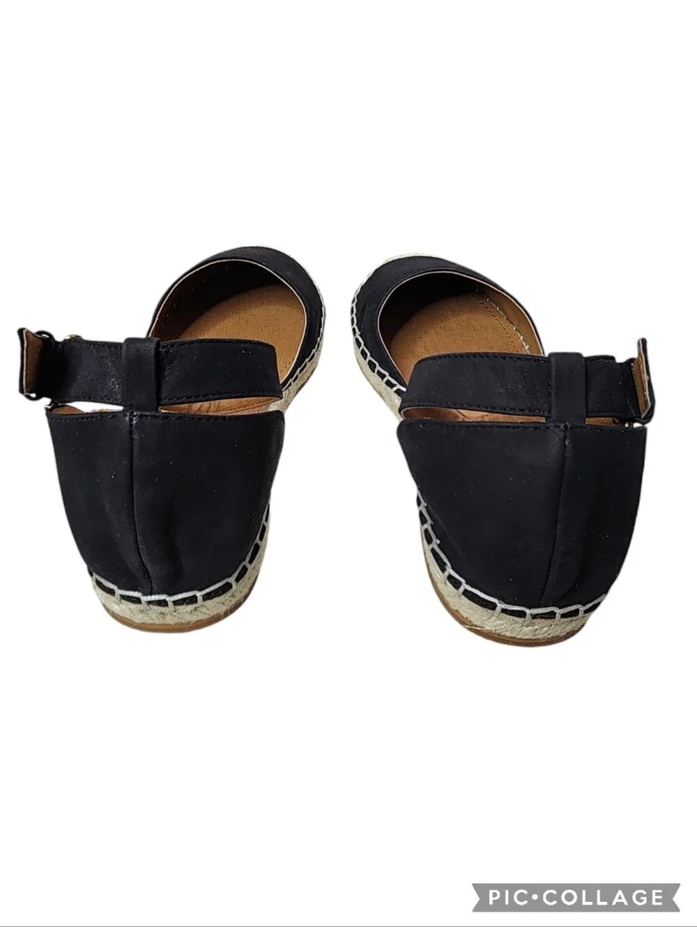 14TH & UNION Denni-Lea espadrille black leather flats buckle ankle straps